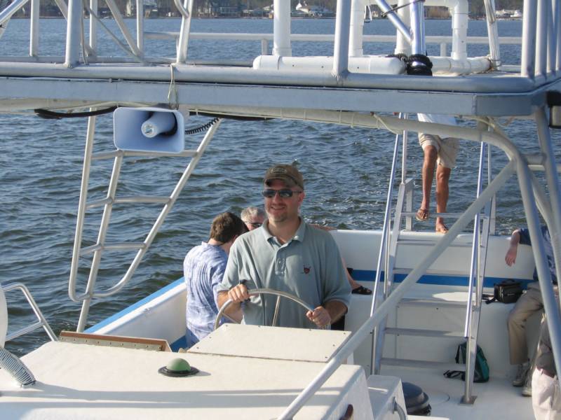 First mate aboard dolphin watch boat along the Alabama Gulf coast